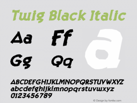 Twig Black Italic Version 1.000;PS 001.000;hotconv 1.0.38 Font Sample