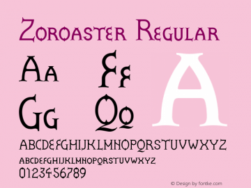 Zoroaster Regular Version 001.000 Font Sample