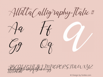 ☞Allitta Calligraphy Italic Version 1.00;June 3, 2020;FontCreator 11.5.0.2430 32-bit; ttfautohint (v1.5);com.myfonts.easy.aen-creative-studio.allitta-calligraphy.italic.wfkit2.version.5wL7图片样张