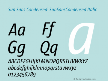 Sun Sans Condensed- SunSansCondensed Italic Version 001.000图片样张