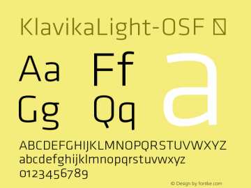 ☞KlavikaLight-OSF Version 001.000 ; ttfautohint (v1.5);com.myfonts.easy.processtype.klavika.light-osf.wfkit2.version.2rhL图片样张