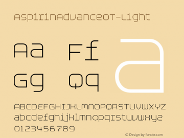 ☞AspirinAdvanceOT-Light Version 1.100 2005; ttfautohint (v1.5);com.myfonts.easy.t26.aspirin-advance.light.wfkit2.version.2CXT图片样张