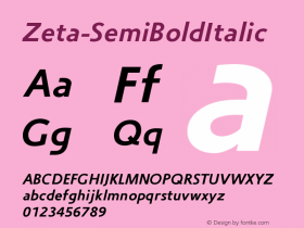 ☞Zeta-SemiBoldItalic Version 001.000; ttfautohint (v1.5);com.myfonts.easy.roycole.zeta.semi-bold-italic.wfkit2.version.41AD图片样张