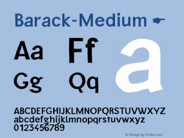 ☞Barack-Medium Version 1.003;PS 001.003;hotconv 1.0.56;makeotf.lib2.0.21325; ttfautohint (v1.5);com.myfonts.easy.urw.barack.medium.wfkit2.version.3Twp图片样张