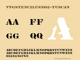 ☞Vtg Stencil US No2 Tuscan Version 1.103;hotconv 1.0.114;makeotfexe 2.5.65599; ttfautohint (v1.5);com.myfonts.easy.astype.vtg-stencil-us-2.tuscan.wfkit2.version.5y34图片样张