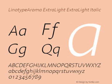 LinotypeAroma ExtraLight ExtraLight Italic Version 001.000图片样张
