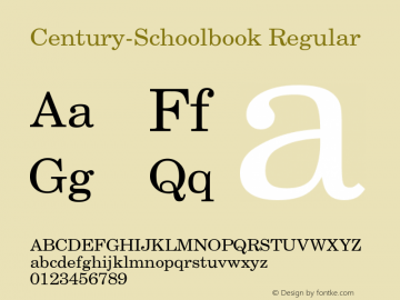 Century-Schoolbook Regular Converted from U:\HOME\PEARCE\AT\TTFONTS\ST000015.TF1 by ALLTYPE Font Sample