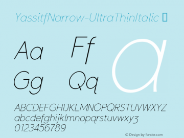 ☞YassitfNarrow-UltraThinItalic Version 1.01 2020; ttfautohint (v1.5);com.myfonts.easy.ingrimayne.yassitf.narrow-ultra-thin-italic.wfkit2.version.5waJ图片样张