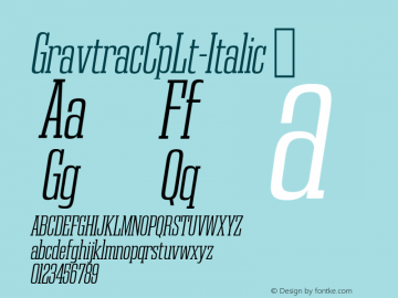 ☞GravtracCpLt-Italic Version 1.000; ttfautohint (v1.5);com.myfonts.easy.typodermic.gravtrac.compressed-light-italic.wfkit2.version.5Bqj图片样张