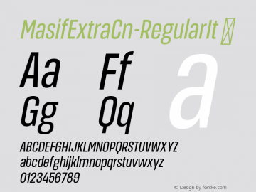 ☞MasifExtraCn-RegularIt Version 1.001; ttfautohint (v1.5);com.myfonts.easy.hurufatfont-type-foundry.masif.extra-condensed-regular-italic.wfkit2.version.5Btw图片样张