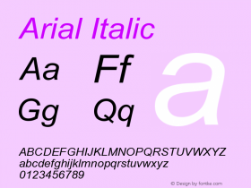 Arial Italic Version 001.003 Font Sample