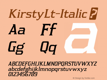 ☞KirstyLt-Italic Version 5.000; ttfautohint (v1.5);com.myfonts.easy.typodermic.kirsty.light-italic.wfkit2.version.5Cc2图片样张