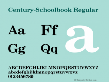 Century-Schoolbook Regular Converted from U:\HOME\PEARCE\AT\TTFONTS\ST000013.TF1 by ALLTYPE Font Sample
