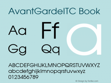 AvantGardeITC Book Version 001.000 Font Sample