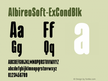 ☞Albireo Soft ExCond Blk Version 1.000;FEAKit 1.0;com.myfonts.easy.cory-maylett-design.albireo-soft.ex-condensed-black.wfkit2.version.5D5t图片样张