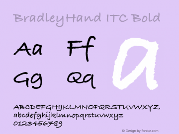 BradleyHand ITC Bold Version 001.001 Font Sample