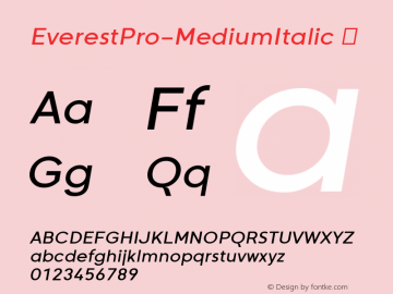 ☞EverestPro-MediumItalic Version 1.000;com.myfonts.easy.nicolass-fonts.everest-pro.medium-italic.wfkit2.version.5DLN图片样张