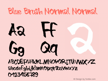 Blue Brush Normal Normal Version Macromedia Fontographer 4.1.5 9/17/98图片样张