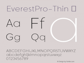 ☞EverestPro-Thin Version 1.000; ttfautohint (v1.5);com.myfonts.easy.nicolass-fonts.everest-pro.thin.wfkit2.version.5DLF图片样张