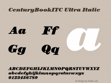 CenturyBookITC Ultra Italic Version 001.000 Font Sample