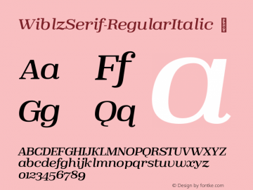 ☞Wiblz Serif Regular Italic Version 1.000;FEAKit 1.0; ttfautohint (v1.5);com.myfonts.easy.the-ampersand-forest.wiblz-serif.regular-italic.wfkit2.version.5F8M图片样张