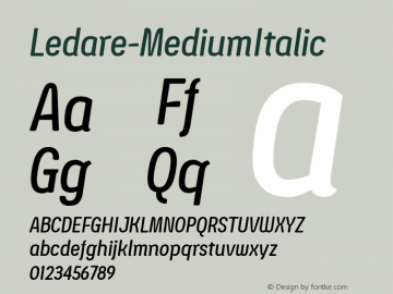 ☞Ledare Medium Italic Version 1.000;FEAKit 1.0;com.myfonts.easy.mawns.ledare.medium-italic.wfkit2.version.5FNx图片样张