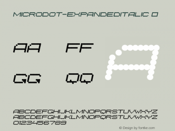 ☞Microdot Expanded Italic Version 1.036;com.myfonts.easy.2d-typo.microdot.expanded-italic.wfkit2.version.5GSY图片样张