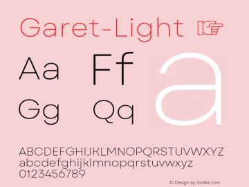 ☞Garet Light Version 1.000;FEAKit 1.0;com.myfonts.easy.spacetype.garet.light.wfkit2.version.5Hje图片样张