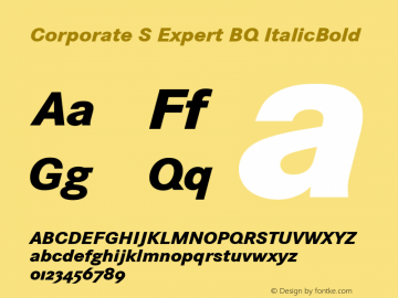 Corporate S Expert BQ ItalicBold Version 001.000图片样张