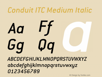 Conduit ITC Medium Italic Version 001.001 Font Sample
