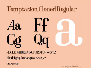Temptation Cloned Regular Version 1.0 Font Sample