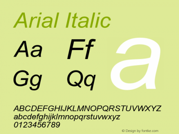 Arial Italic Unknown Font Sample