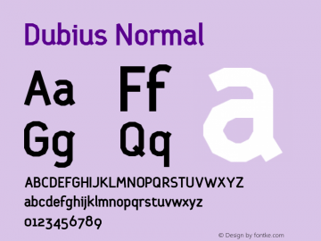 Dubius Normal Version 001.000 Font Sample