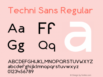 Techni Sans Regular Version 1.00 Marzo, 2011 Font Sample