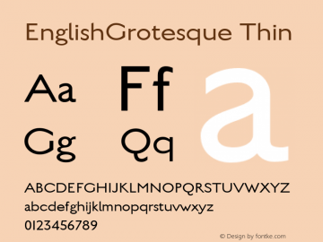EnglishGrotesque Thin Version 001.001 Font Sample