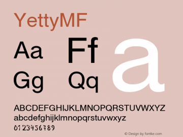 ☞YettyMF Version 1.000;com.myfonts.easy.masterfont.yetty-mf.regular.wfkit2.version.4wCF图片样张