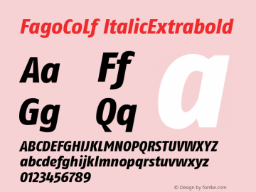 FagoCoLf ItalicExtrabold Version 001.000图片样张