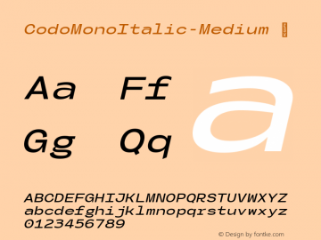 ☞Codo Mono Italic Medium Version 1.000;FEAKit 1.0;com.myfonts.easy.wearecolt.codo-mono.italic-medium.wfkit2.version.5P2Z图片样张