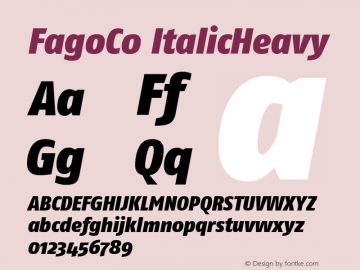 FagoCo ItalicHeavy Version 001.000 Font Sample
