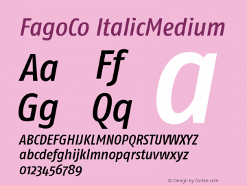 FagoCo ItalicMedium Version 001.000 Font Sample