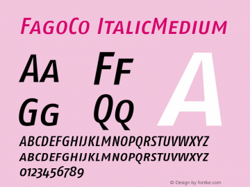 FagoCo ItalicMedium Version 001.000 Font Sample