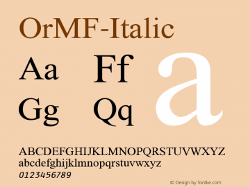 ☞OrMF-Italic Version 1.000 2007 initial release; ttfautohint (v1.5);com.myfonts.easy.masterfont.or-mf-inactive.italic.wfkit2.version.3u57图片样张