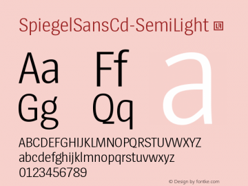 ☞SpiegelSansCd SemiLight Version 4.005; ttfautohint (v1.5);com.myfonts.easy.lucasfonts.spiegel-sans.condensed-semilight.wfkit2.version.5Nio图片样张