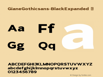 ☞GianeGothicsans-BlackExpanded Version 1.3 Gothic; ttfautohint (v1.5);com.myfonts.easy.xdcreative.giane-gothic-sans.black-expanded.wfkit2.version.5Pwf图片样张