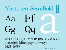 ☞Yasmeen SemiBold Version 1.000;hotconv 1.0.109;makeotfexe 2.5.65596;com.myfonts.easy.grafikarfonts.yasmeen.semi-bold.wfkit2.version.5QyD图片样张