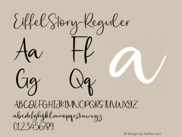 ☞Eiffel Story Reguler Version 0.000;September 21, 2021;FontCreator 14.0.0.2794 64-bit;com.myfonts.easy.allouse-studio.eiffel-story.reguler.wfkit2.version.5RjU图片样张