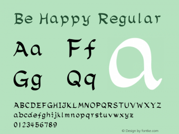 Be Happy Version 1.02;January 3, 2019;FontCreator 11.5.0.2422 32-bit图片样张