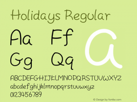 Holidays Version 1.00;December 27, 2018;FontCreator 11.5.0.2422 32-bit图片样张