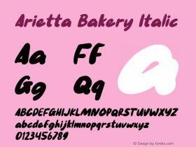 Arietta Bakery Italic Version 1.00;October 13, 2021;FontCreator 13.0.0.2683 64-bit图片样张