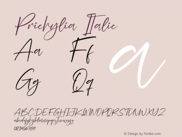 Prichylia Italic Version 1.00;October 1, 2021;FontCreator 13.0.0.2683 64-bit图片样张